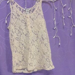 Pinky Cream Feminine Lace Coverup Tank Top